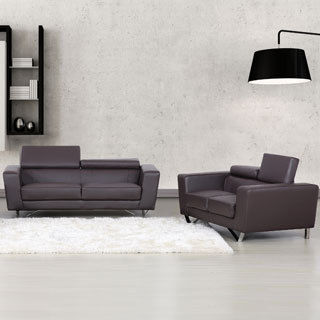Edam Chocolate Contemporary 2-piece Leather Furniture Set