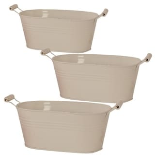 Wald Imports Double 6-inch White Metal Planter (Set of 3)