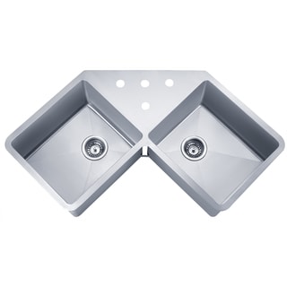 Wells Sinkware Handcrafted 'Butterfly' Undermount Double Bowl Stainless Steel Kitchen Sink