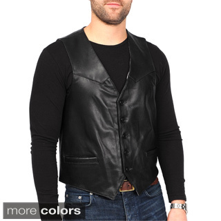 EXcelled Men's Lambskin Leather Button-front Vest (Tall Sizes)