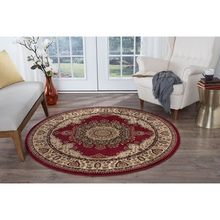 Alise Soho Red Traditional Area Rug (5'3 Round)