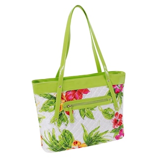 Parinda Fiona Green Floral Quilted Carry-all Tote Bag