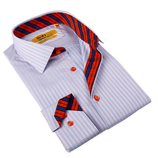 Brio Milano Men's Blue and Red Striped Button-down Shirt