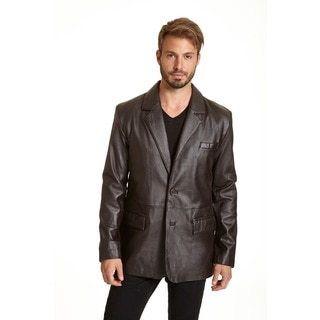 Men's Lambskin Leather 2-button Blazer with Flap Pockets