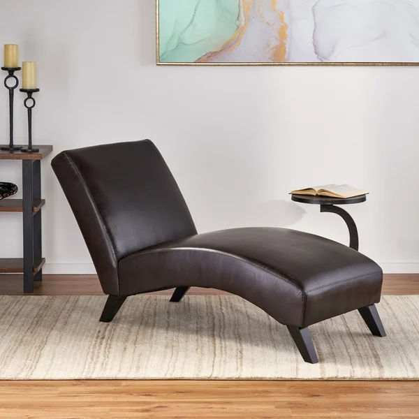 Finlay Leather Chaise Lounge by Christopher Knight Home. Opens flyout.