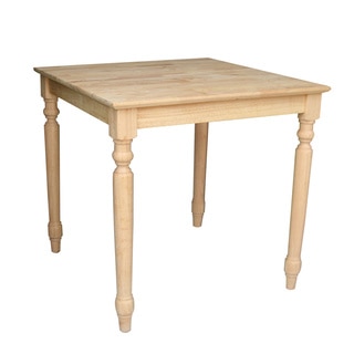 30-inch Unfinished Turned Style Parawood Square Dining Table
