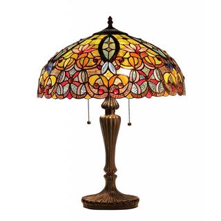 Tiffany-style Victorian Design 2-light Table Lamp in Dark Antique Bronze