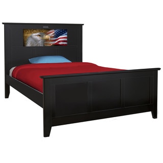 LightHeaded Beds Shaker Satin Black Full Bed with Changeable Back-lit LED Headboard Imagery by Lifetime