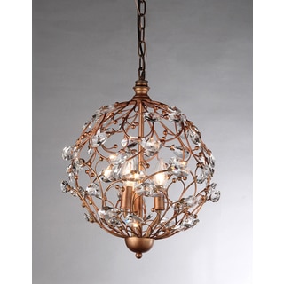Bronzetone Sphere and Crystal 3-light Chandelier