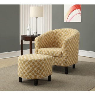 Burnt Yellow 2-piece Accent Chair and Ottoman Set