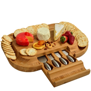 Deluxe Malvern Bamboo Cheese Board with Stainless Steel Tools