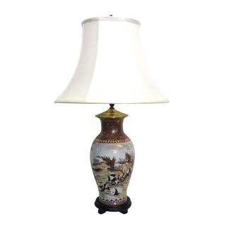 Panda Fishtail Porcelain Vase Lamp