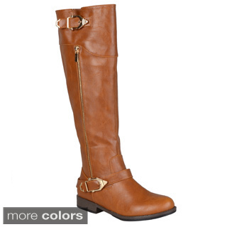 Journee Collection Women's 'Barb' Regular and Wide-calf Side-zipper Buckle Riding Boot