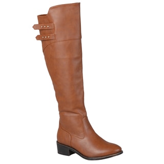 Journee Collection Women's 'Chloe' Regular and Wide-calf Button Detail Knee-high Riding Boot (As Is Item)