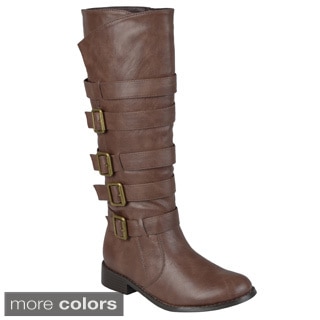 Journee Collection Women's 'Ryder' Regular and Wide-calf Multiple Strap Buckles Knee-high Riding Boot