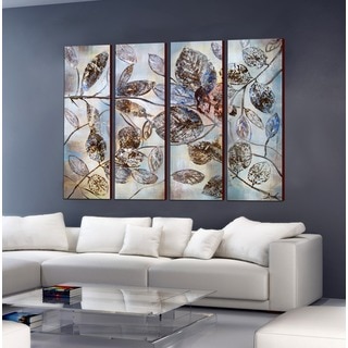 Hand-painted 'The Falling Leaf' 4-piece Gallery-wrapped Canvas Art Set