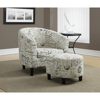 Vintage French Fabric Accent Chair and Ottoman