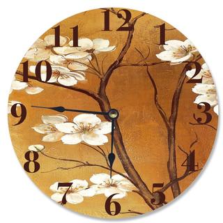 White Floral Crimson Vanity Clock