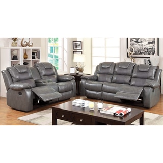 Furniture of America Embassy Convertible Duo-tone 2-Piece Reclining Loveseat and Sofa Set