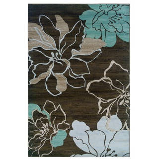 Linon Milan Collection Ivory/ Turquoise Area Rug (8' x 10'3)