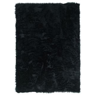 Linon Black Faux Sheepskin Rug (5' x 7')