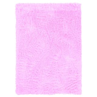 Linon Pink and Pink Faux Sheepskin Rug (5' x 7')