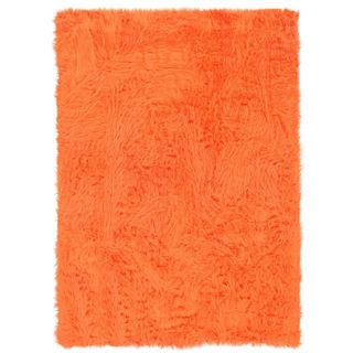 Linon Orange and Orange Faux Sheepskin Rug (5' x 7')