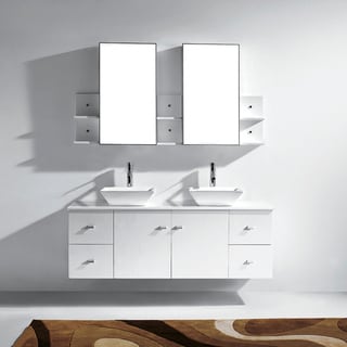 Virtu USA Clarissa 61-inch White Double Sink Bathroom Vanity Set