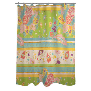 Thumbprintz Floral Stripe with Jacobean Shower Curtain