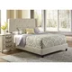 Thumbnail 1, Wingback Button Tufted Stone Grey Queen Size Upholstered Bed.