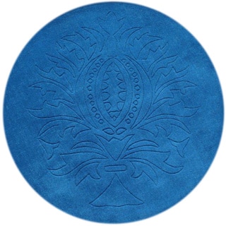 Alliyah Azure Blue 4-foot Round Wool Rug