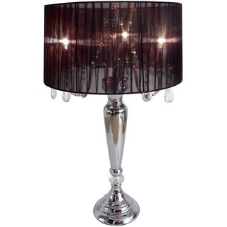 Elegant Designs Hanging Crystals Sheer Shade Table Lamp