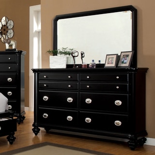 Furniture of America Selinea Modern Black 2-Piece Dresser and Mirror Set