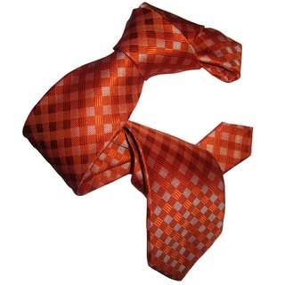Dmitry Men's Orange Patterned Italian Silk Tie