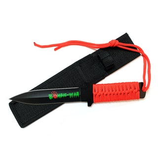Zombie War Red Cord Wrapped Handle Hunting 11-inch Knife with Sheath