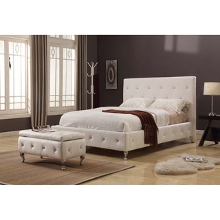 Faux Leather White Upholstered Bed