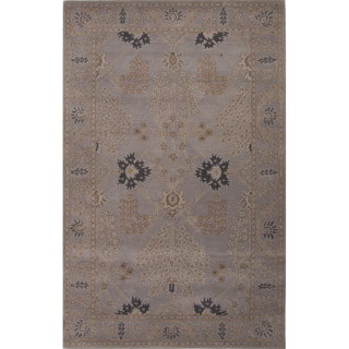 Hand Tufted Floral Pattern Grey Wool Area Rug (2' x 3')