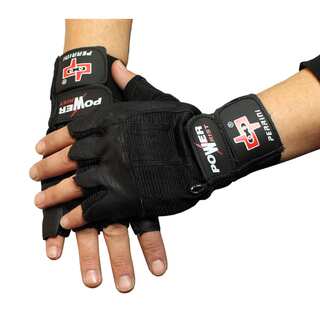 Black Leather Fingerless Weight Lifting Gloves