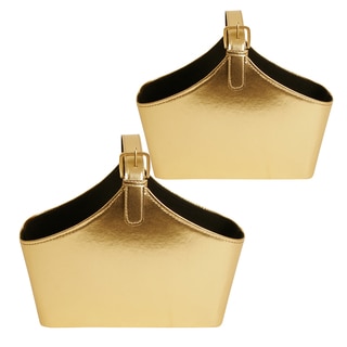 Wald Imports Golden Leatherette Decorative Standing Bag (Set of 2)