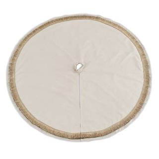 River Rock 53-inch Round Ivory Fringe Suede Tree Skirt
