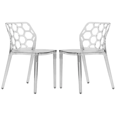 LeisureMod Dynamic Honeycomb Plastic Stackable Dining Chair Set of 2