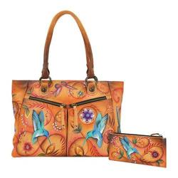 Women's Anuschka Large Shopper with Front Pockets Flying Jewels Tan