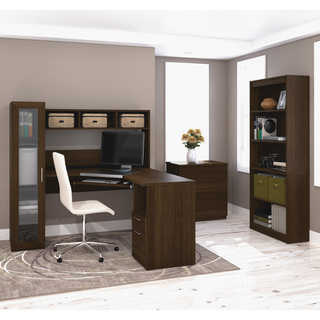 Bestar Jazz Corner Workstation with Lateral File and Bookcase