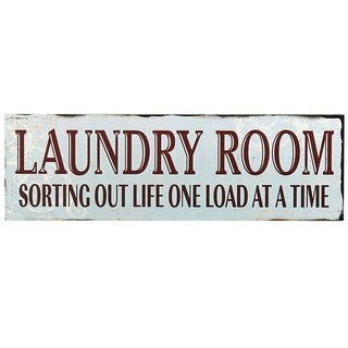 Adeco Decorative Wood 'Laundry Room' White and Burgundy Wall Hanging Plaque Sign