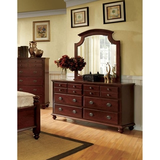 Furniture of America Alianess Cherry 2-piece Dresser and Mirror Set