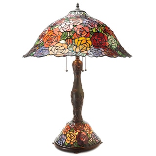 Tiffany-style Rosie Double Lit Table Lamp