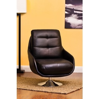 Abe Black Bonded Leather Contemporary Accent Chair