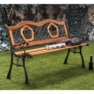 Furniture of America Etain Elegant Natural Oak Outdoor Bench