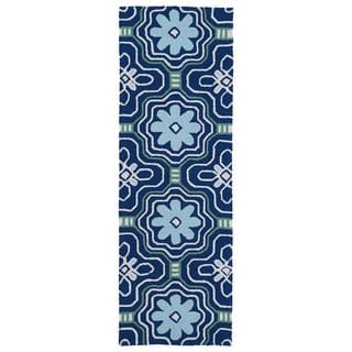 Luau Blue Tile Indoor/ Outdoor Rug (2' x 6')