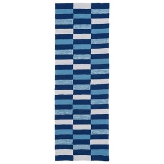 Luau Blue Stripes Indoor/ Outdoor Rug (2' x 6')